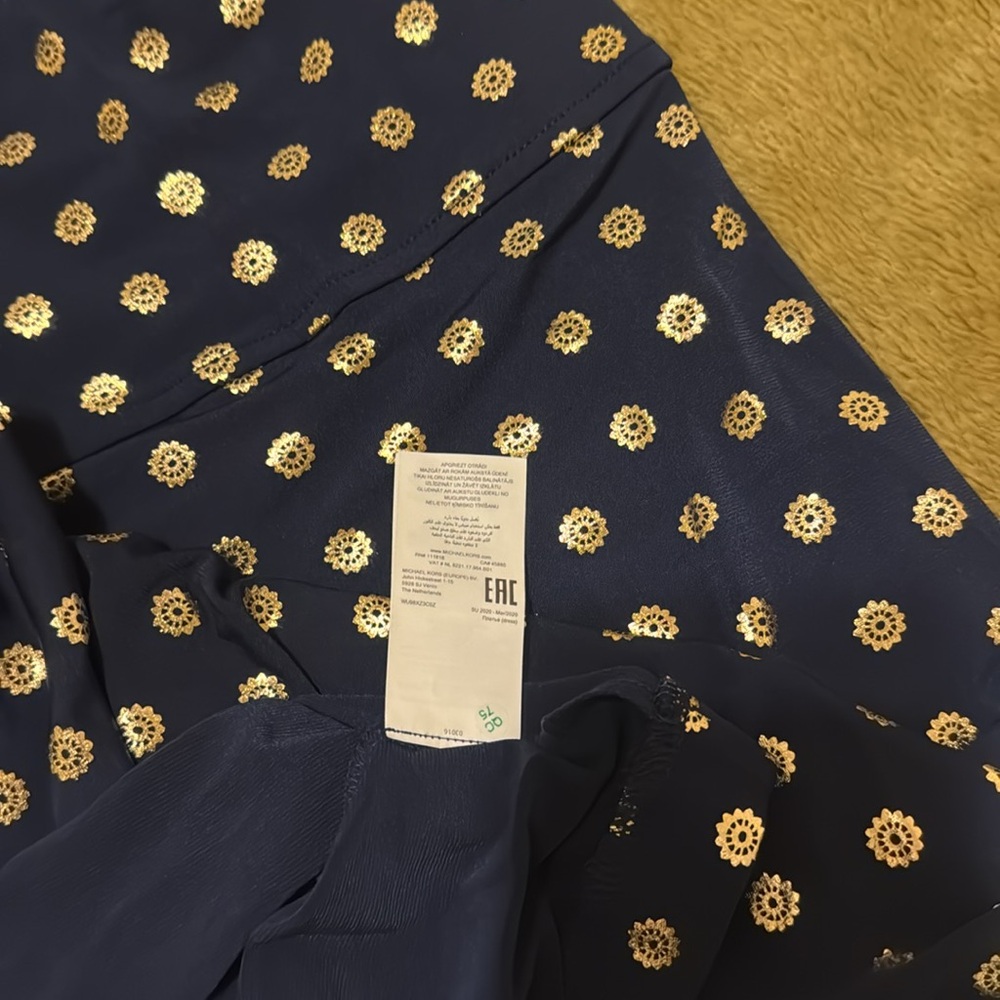 NWT Michael Michael Kors True Navy And Gold Beautiful Maxi Dress Size 3X - Picture 12 of 12